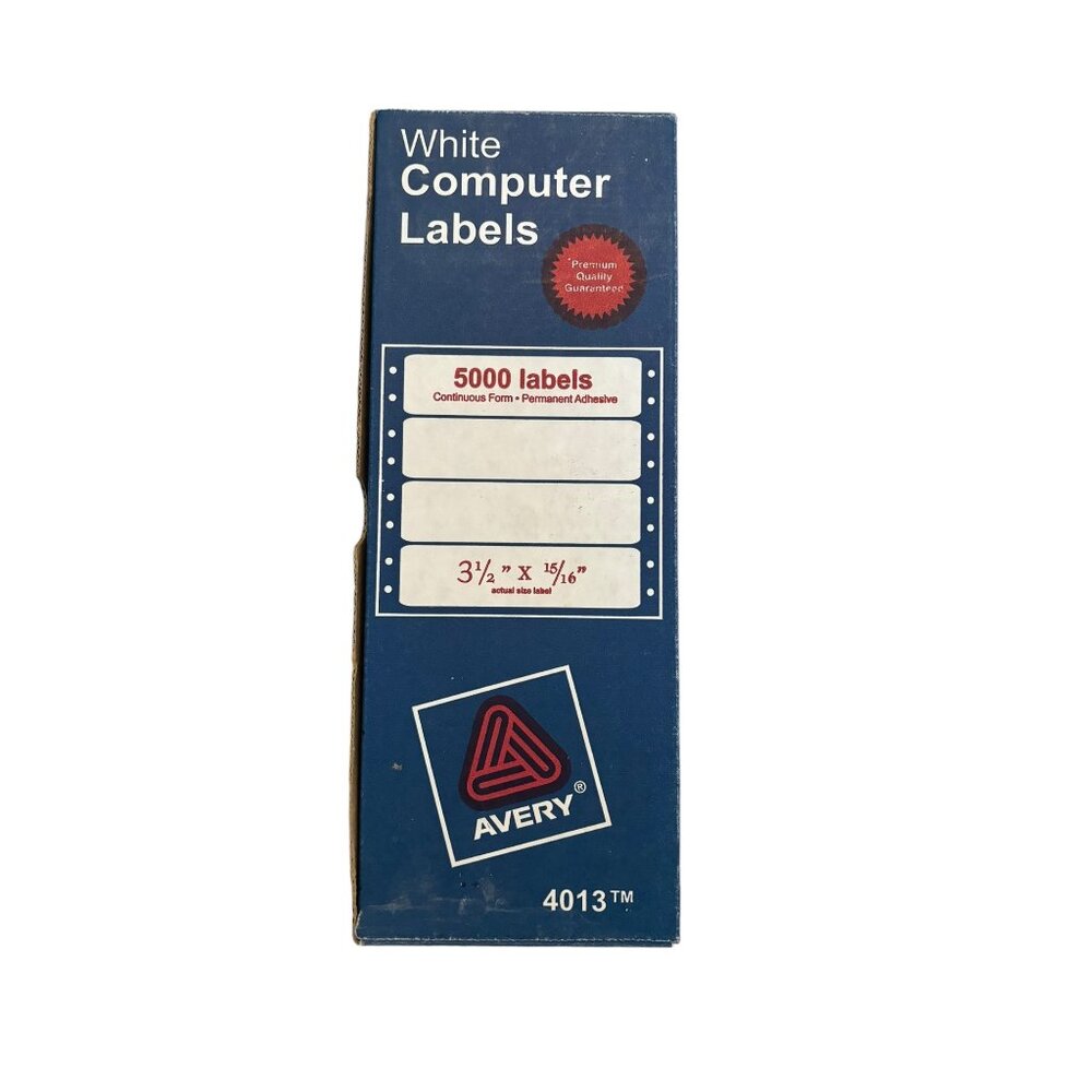 Avery Dot Matrix Labels 3 1/2 x 15/16 4013 Continuous Pin Fed Open Box